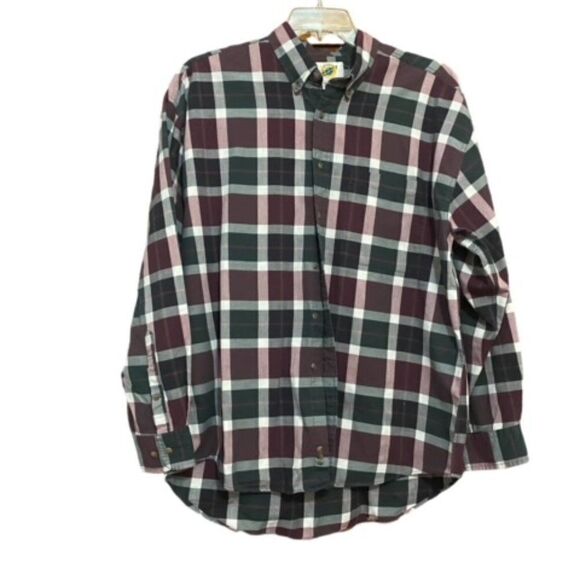 Field Gear Green, Burgundy, White plaid button-down shirt, size XLarge - Picture 1 of 3
